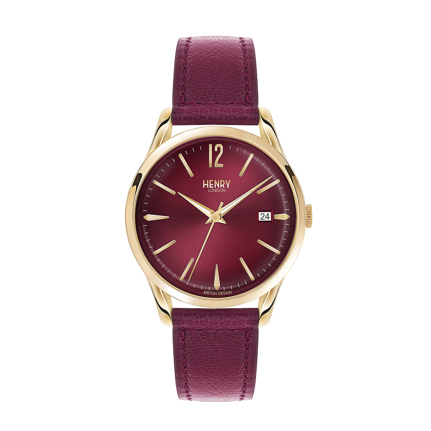 Henry London Holborn Ladies Watch with Burgundy Lamb Leather Strap