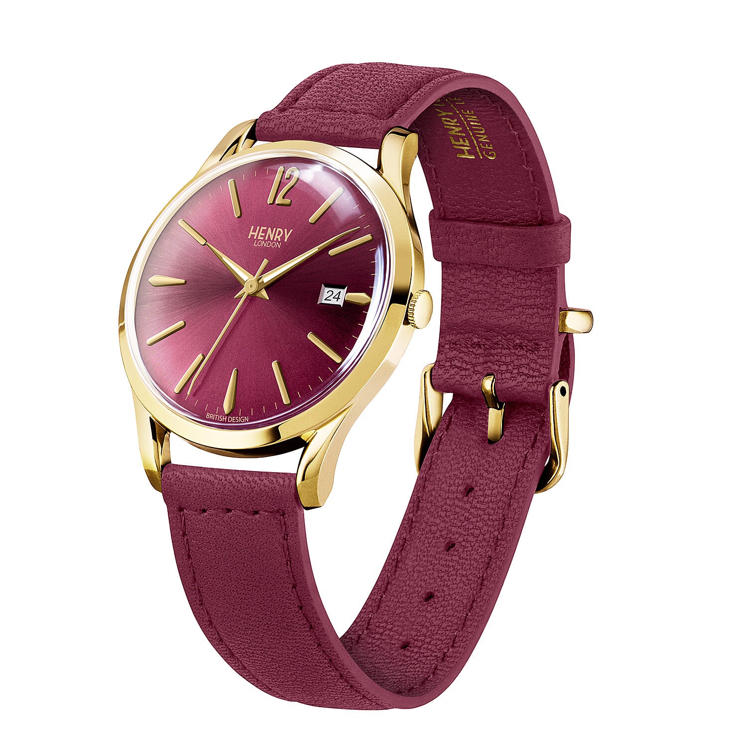 Henry London Holborn Ladies Watch with Burgundy Lamb Leather Strap