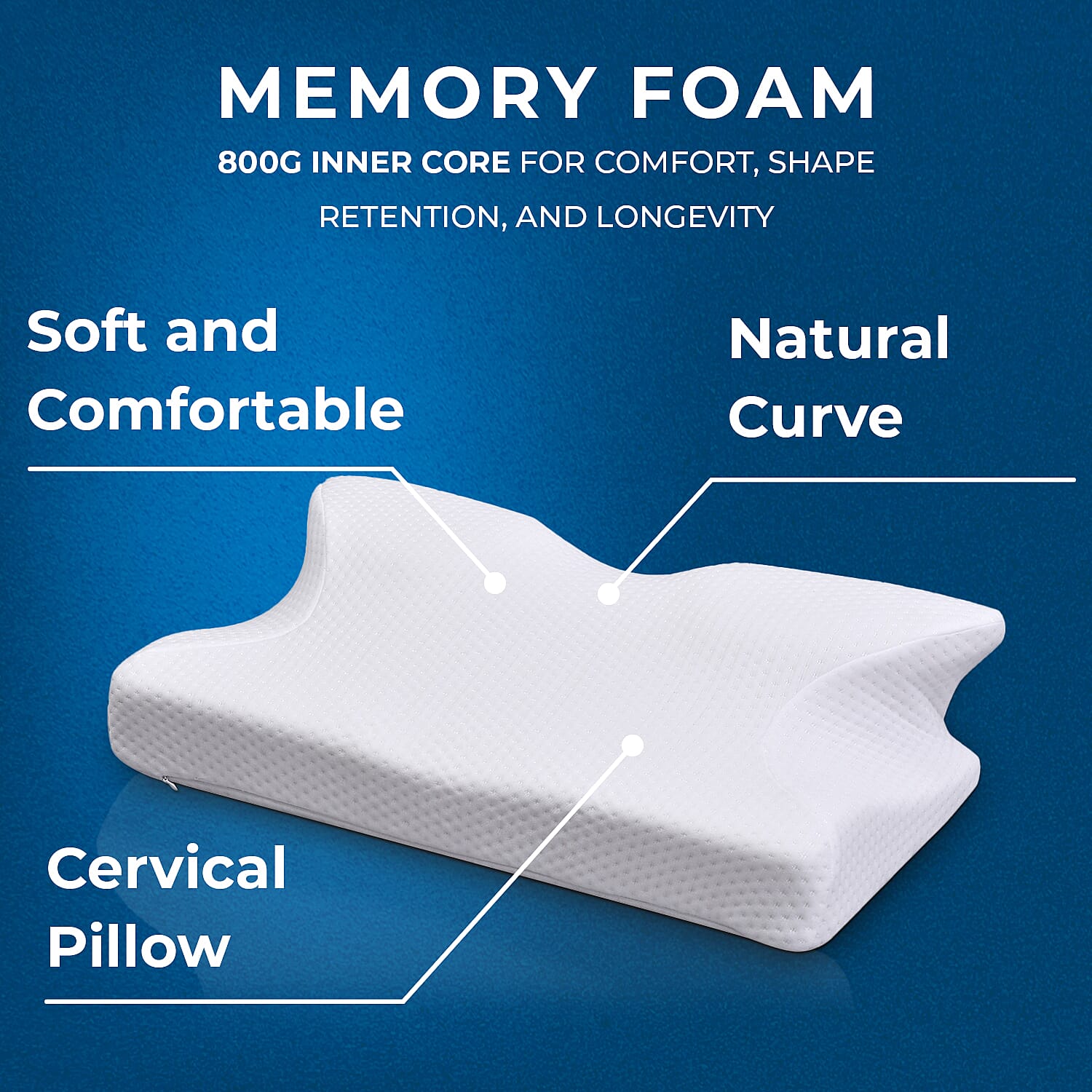 Memory Foam Anti Snore Pillow (Size 59x34x12 Cm)