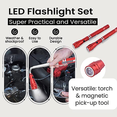 Set of 2 LED Flexible Magnetic Flashlight - Red