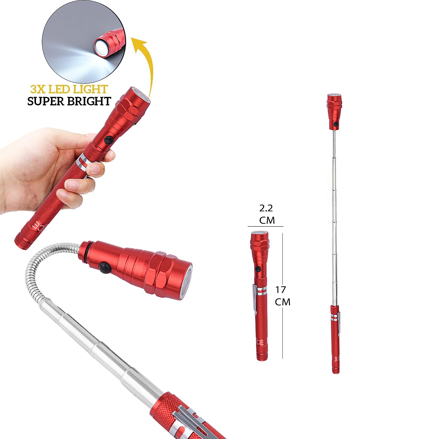 Set of 2 LED Flexible Magnetic Flashlight - Red