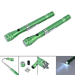 2 Piece Set  360 Degree Flexible Head 3 LED Magnetic Flashlight  Green