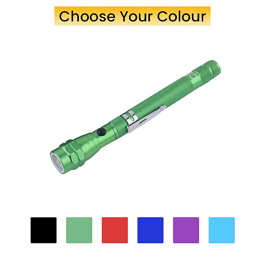 Set of 2 - 360 Degree Flexible Head 3 LED Magnetic Flashlight (Size 17x2.2 Cm) (4XLR44 Battery Included) - Green