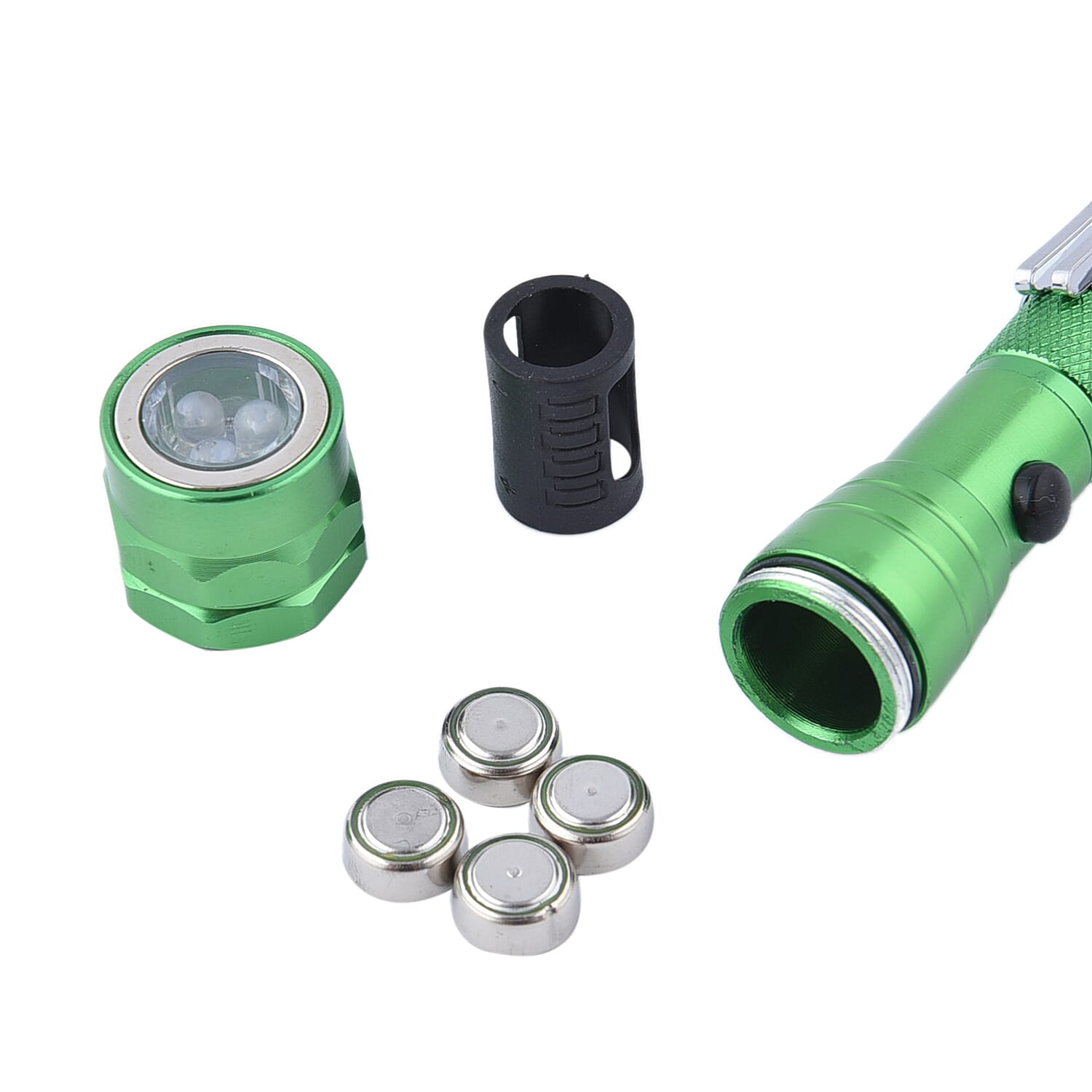 Set of 2 - 360 Degree Flexible Head 3 LED Magnetic Flashlight (Size 17x2.2 Cm) (4XLR44 Battery Included) - Green