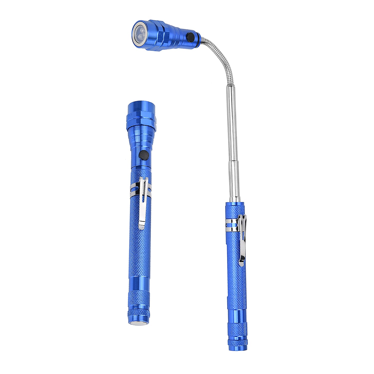 2 Piece Set  360 Degree Flexible Head 3 LED Magnetic Flashlight  Black