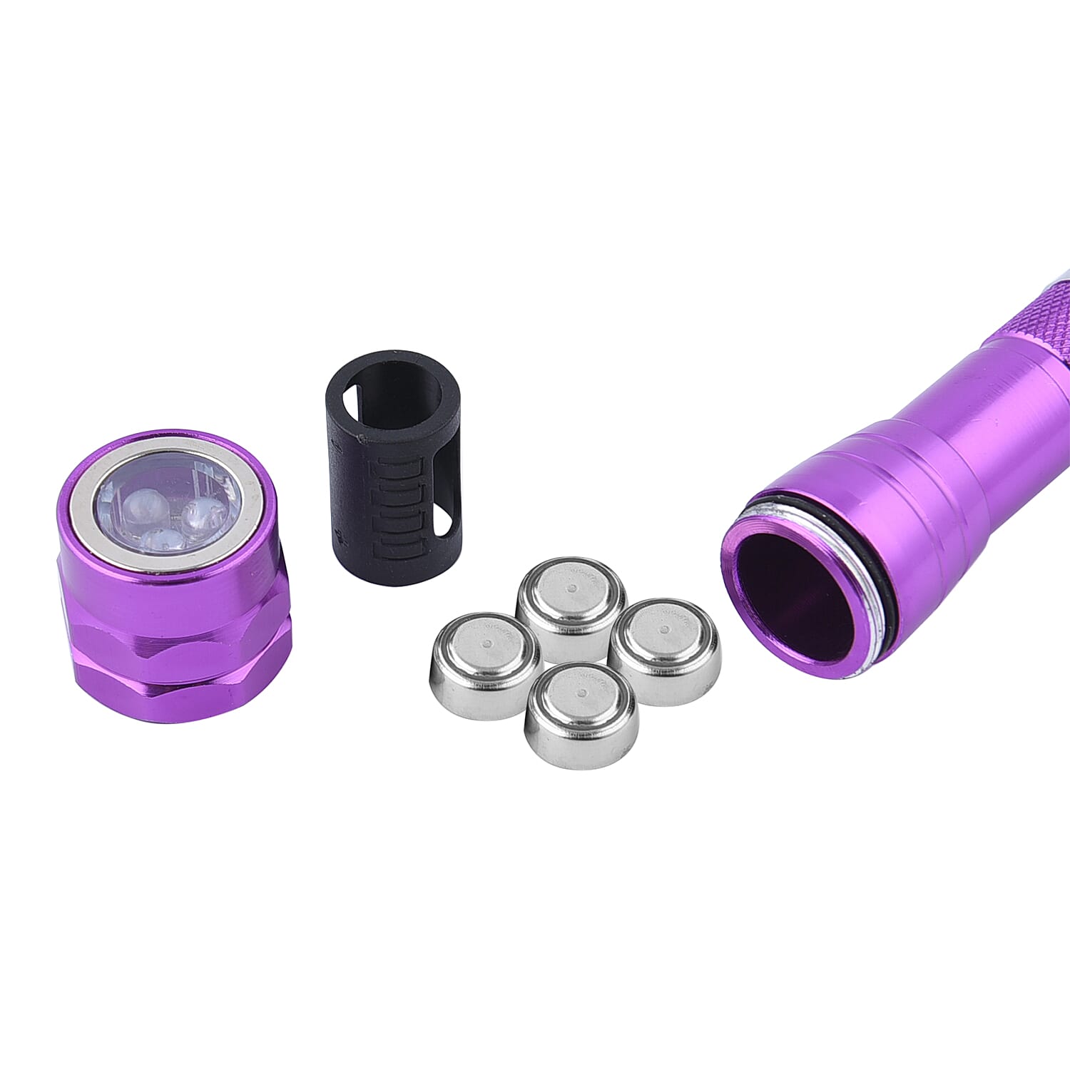 Set of 2 - 360 Degree Flexible Head 3 LED Magnetic Flashlight (Size 17x2.2 Cm) (4XLR44 Battery Included) - Purple
