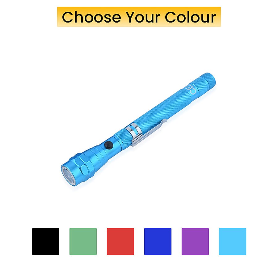 Set of 2 - 360 Degree Flexible Head 3 LED Magnetic Flashlight (Size 17x2.2 Cm) (4XLR44 Battery Included) - Cyan