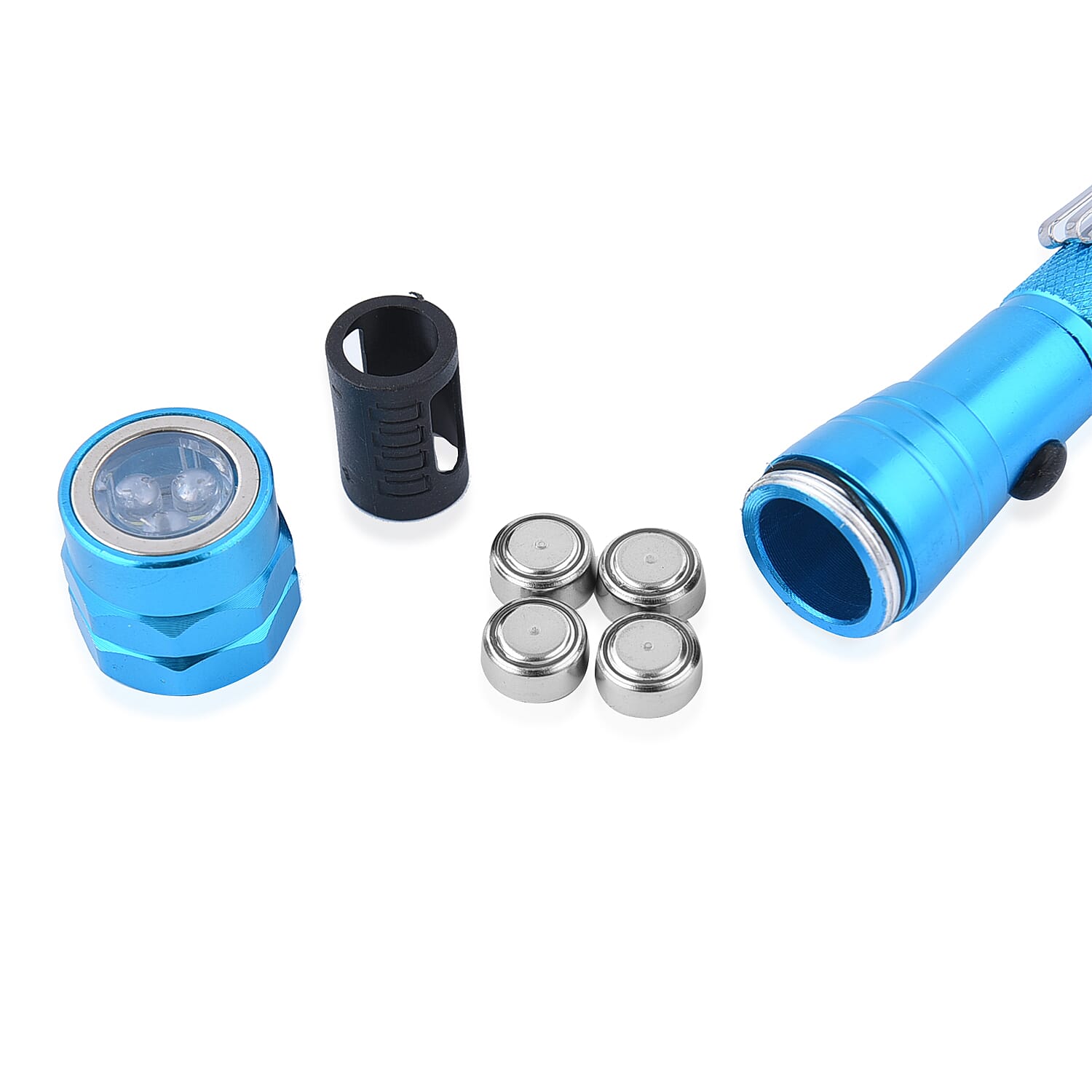 Set of 2 - 360 Degree Flexible Head 3 LED Magnetic Flashlight (Size 17x2.2 Cm) (4XLR44 Battery Included) - Cyan