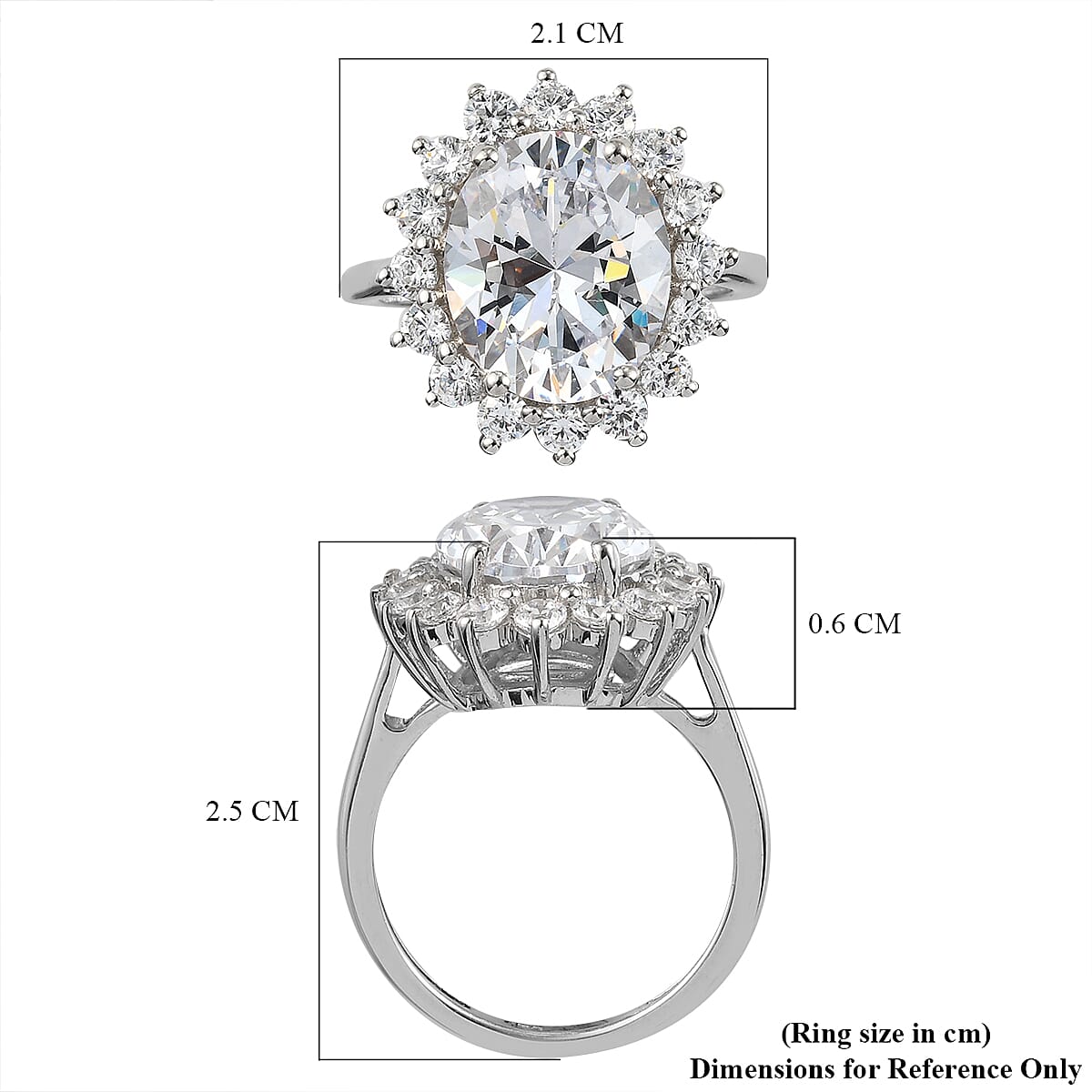 Lustro Stella Platinum Overlay Sterling Silver Ring Made with Finest CZ 10.72 Ct.