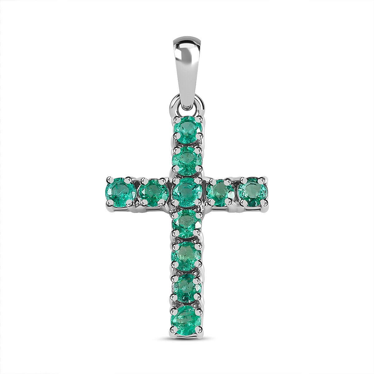 RHAPSODY 950 Platinum Zambian Emerald Cross Pendant