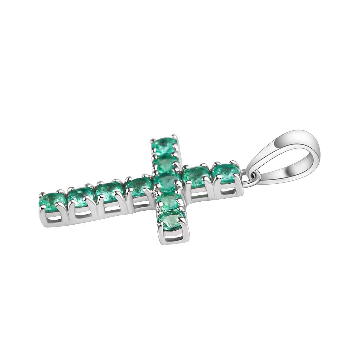 RHAPSODY 950 Platinum Zambian Emerald Cross Pendant