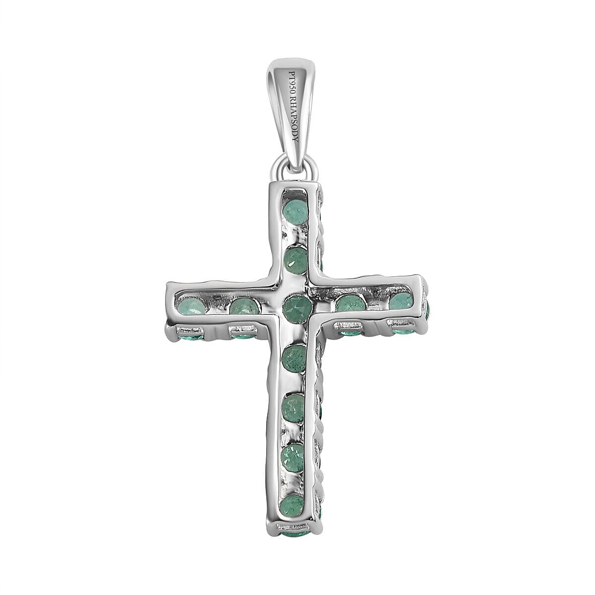 RHAPSODY 950 Platinum Zambian Emerald Cross Pendant