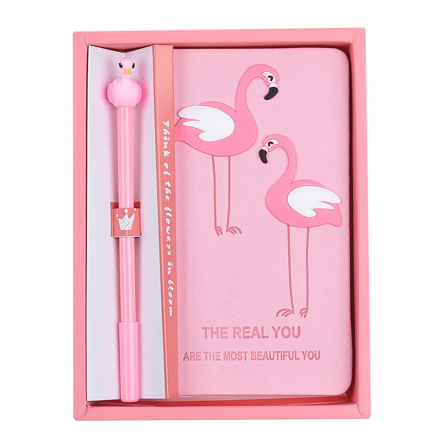 Flamingo Pattern Journal Notebook with 10 Stencils and a Pen (Size 17.8x10 Cm)