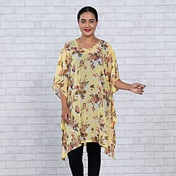 TAMSY Floral Printed Curve Top- Blue