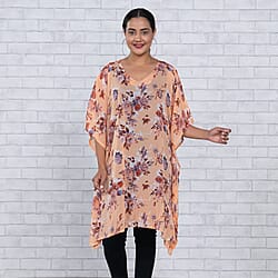 TAMSY Floral Printed Curve Top- Blue