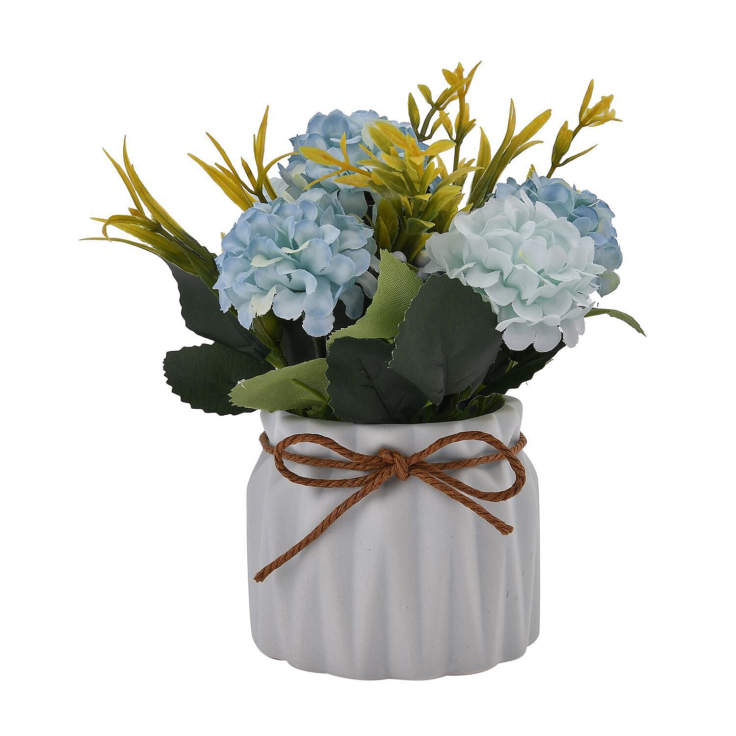 Carnation Faux Flower with Ceramic Basin (Size 15x8x8 cm) - Blue