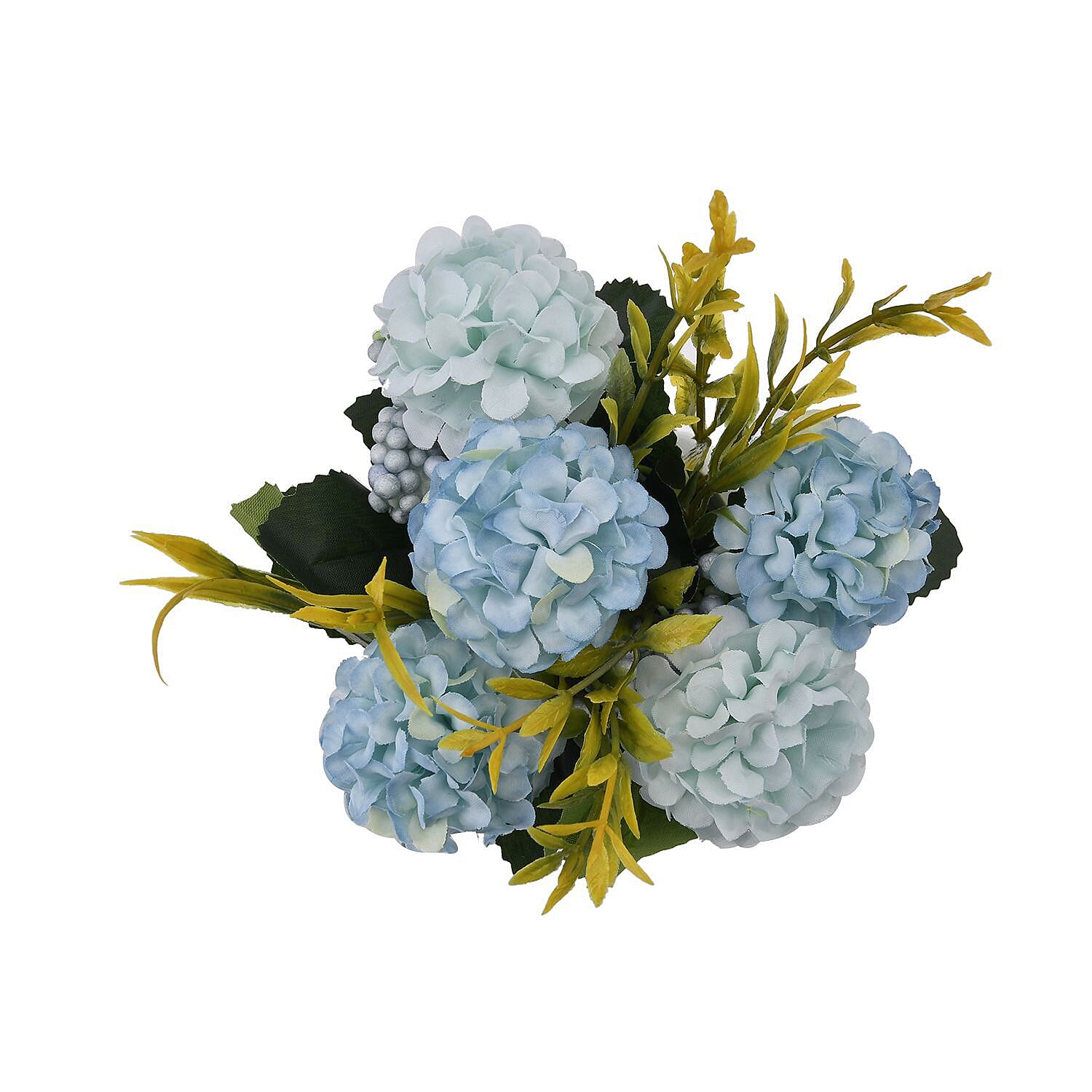 Carnation Faux Flower with Ceramic Basin (Size 15x8x8 cm) - Blue