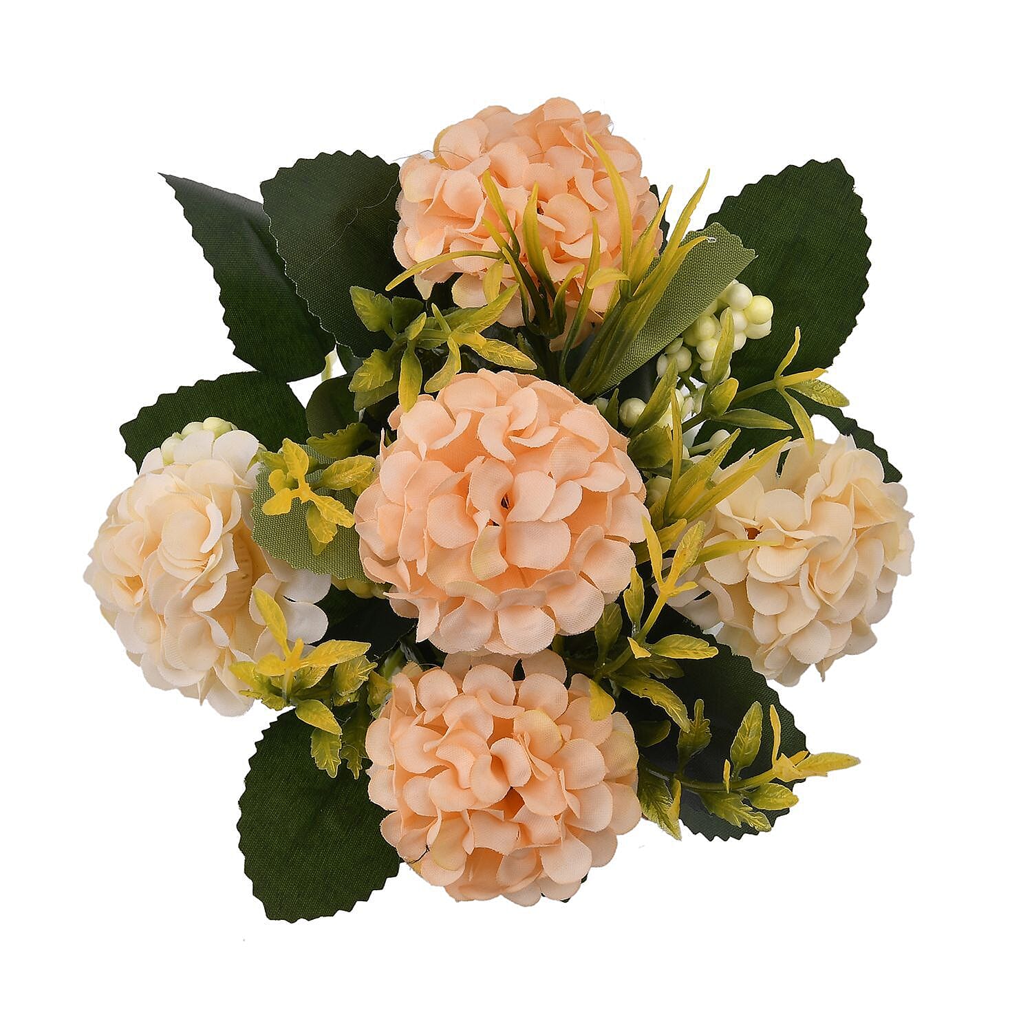 Carnation Faux Flower with Ceramic Basin (Size 15x8x8 cm) - Green and Beige