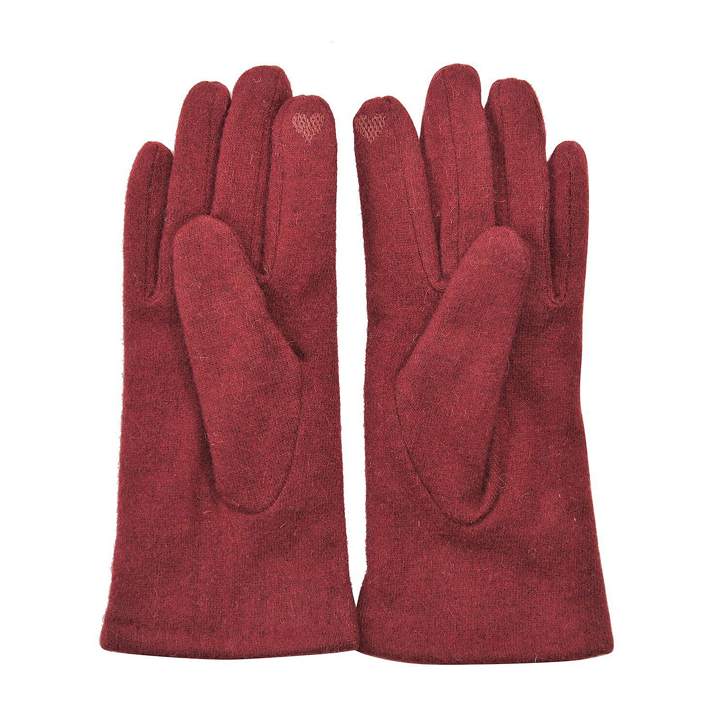 Cashmere Gloves with Faux Pearl Embellishment (Size 23x9 cm) -Burgundy