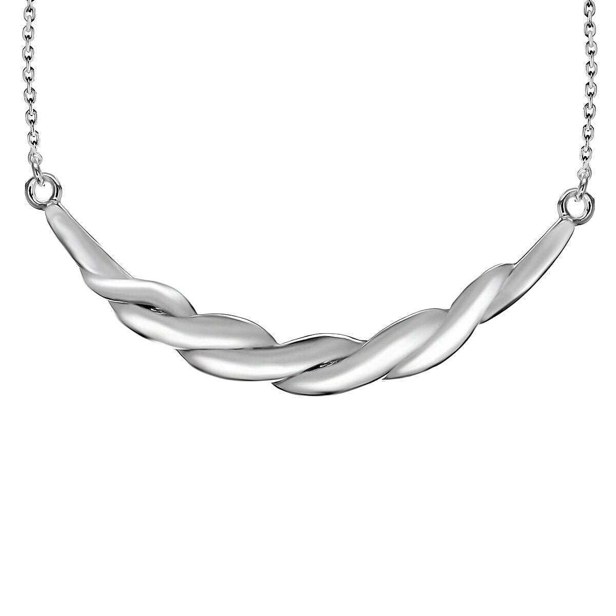 Rhodium Overlay Sterling Silver NecklaceE (Size - 18),  Silver Wt. 5 Gms
