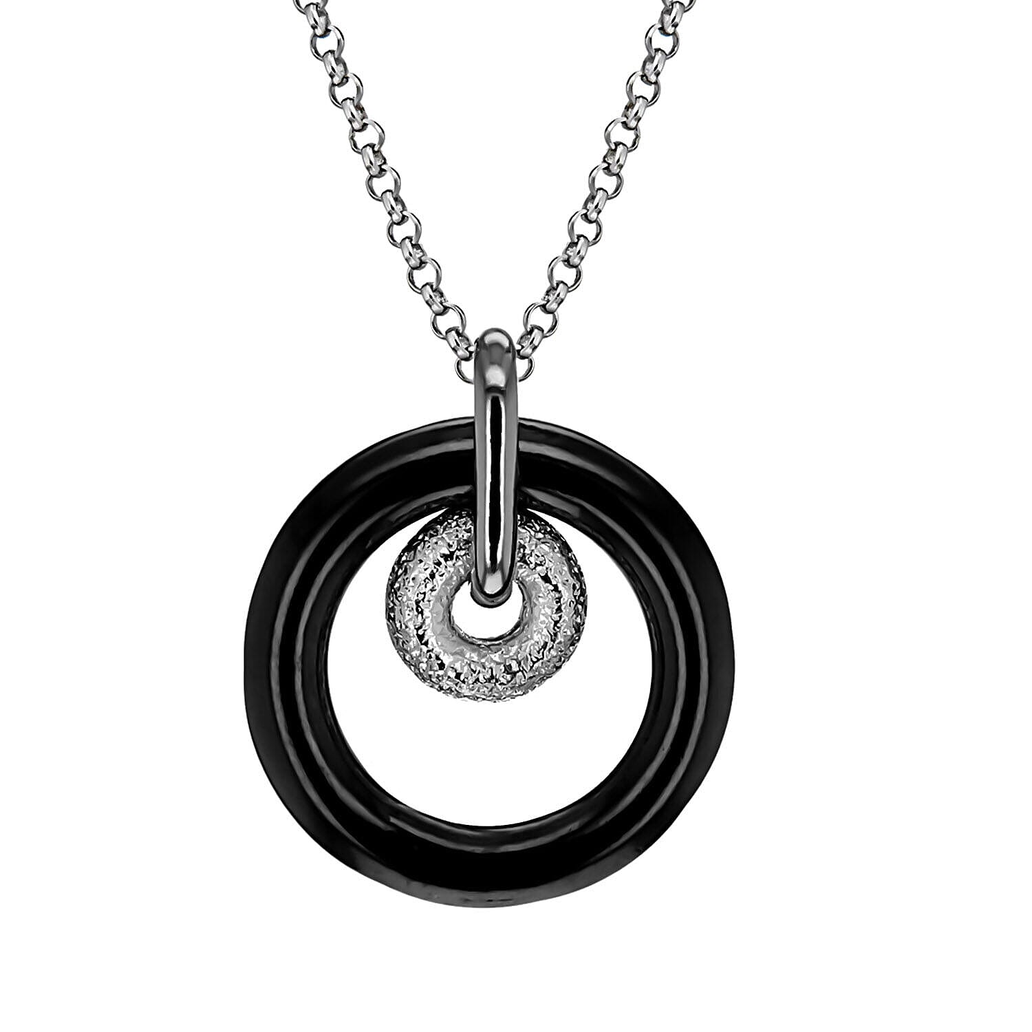 Rhodium Overlay Sterling Silver NecklaceE (Size - 18),  Silver Wt. 6.4 Gms