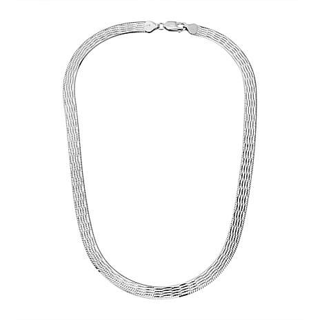 Rhodium Overlay Sterling Silver NecklaceE (Size - 17),  Silver Wt. 19.5 Gms