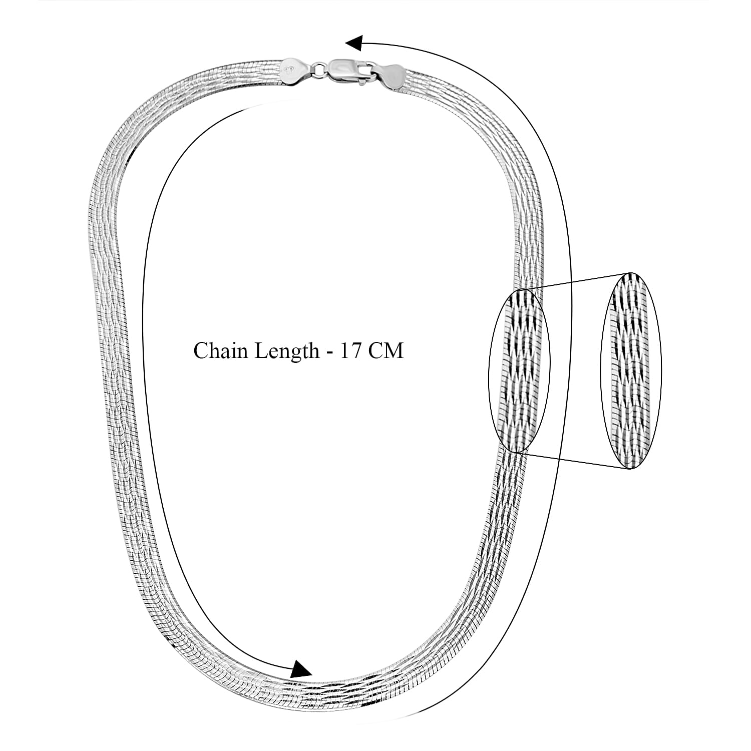 Rhodium Overlay Sterling Silver NecklaceE (Size - 17),  Silver Wt. 19.5 Gms