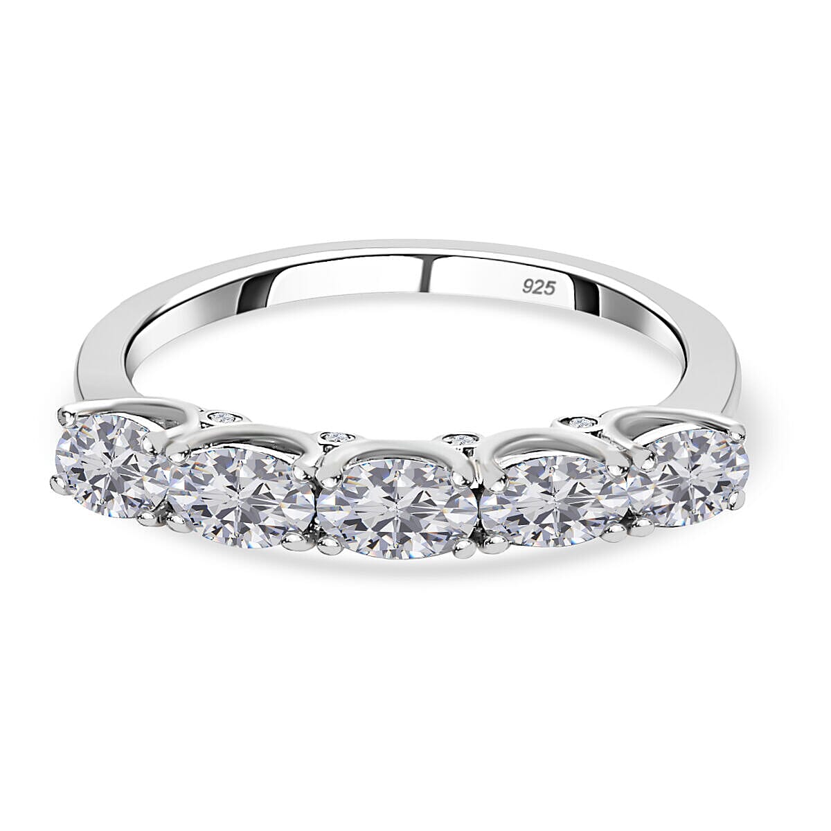 Moissanite Ring in Platinum Overlay Sterling Silver 1.240 Ct.