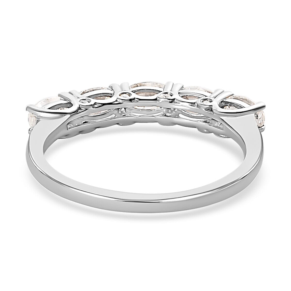 Moissanite Ring in Platinum Overlay Sterling Silver 1.240 Ct.