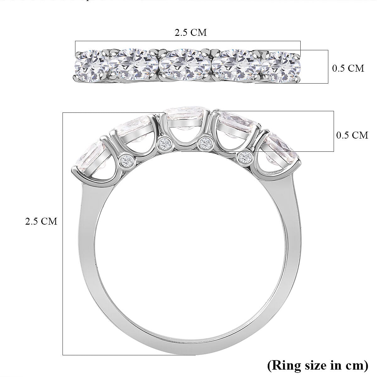 Moissanite Ring in Platinum Overlay Sterling Silver 1.240 Ct.