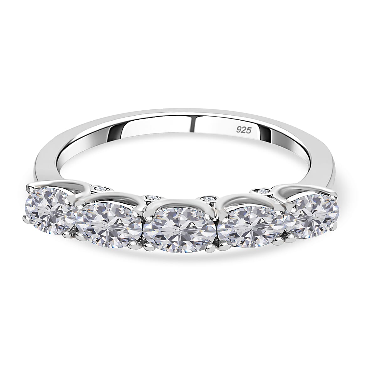 Moissanite Ring in Platinum Overlay Sterling Silver 1.240 Ct.