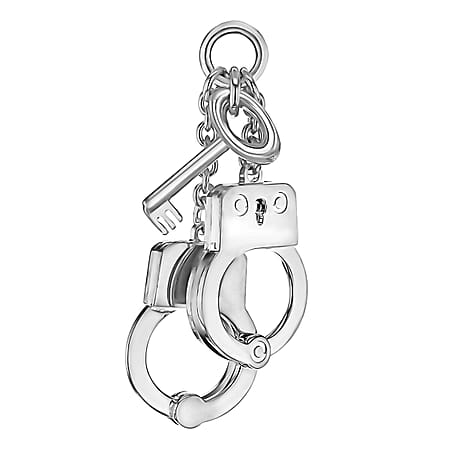 Sterling Silver 23.7mm x 50.8mm Handcuffs Pendant