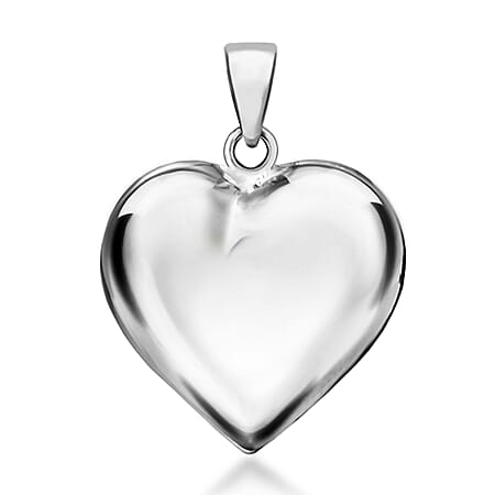 Sterling Silver 24.4mm x 28mm Puffed Heart Pendant
