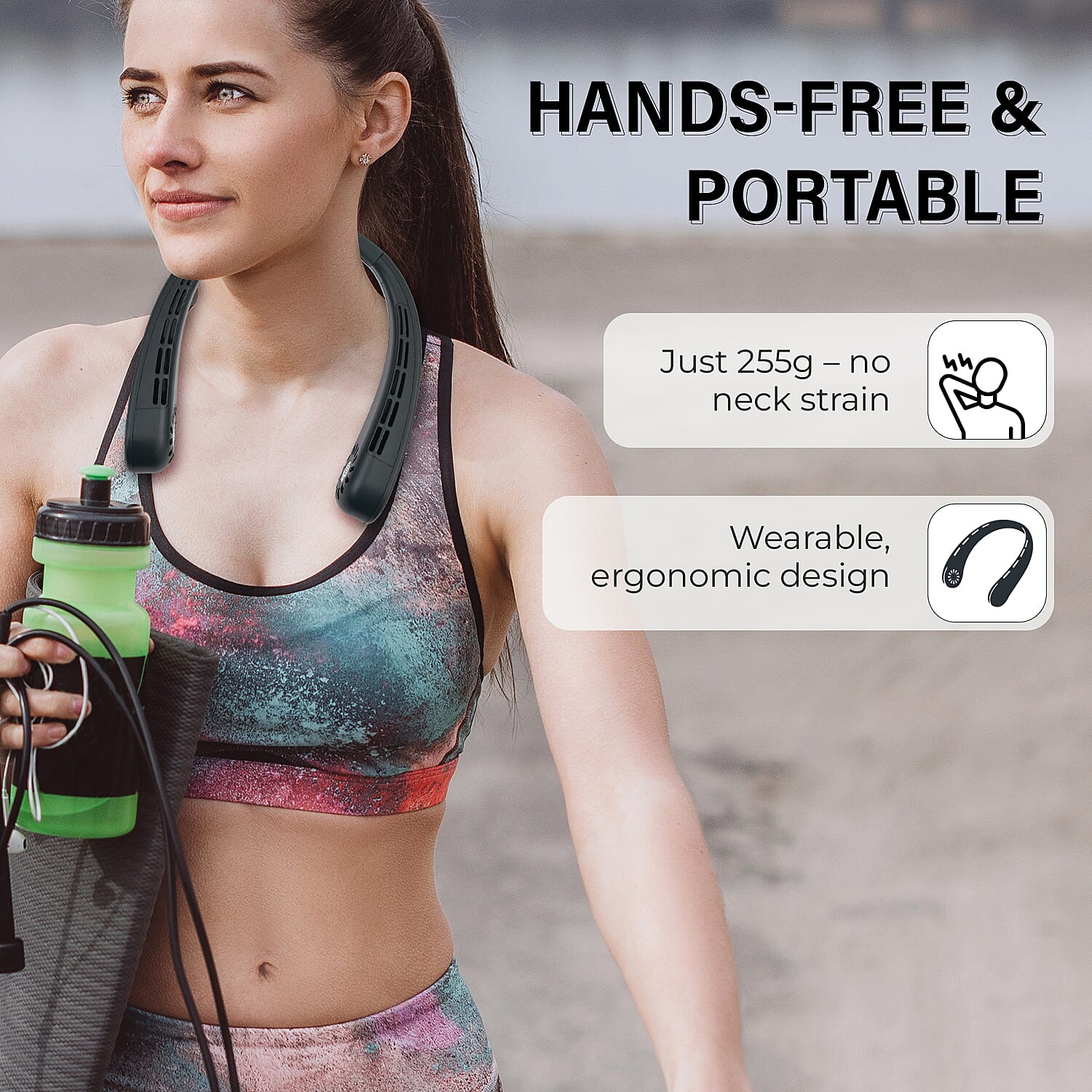 LIQUIDATION DEAL - Rechargeable 360 Degree Flexible Bladeless & Wireless Neck Fan with 48 Air Outlets, 3 Speeds & Upto 12HR Run Time - Green