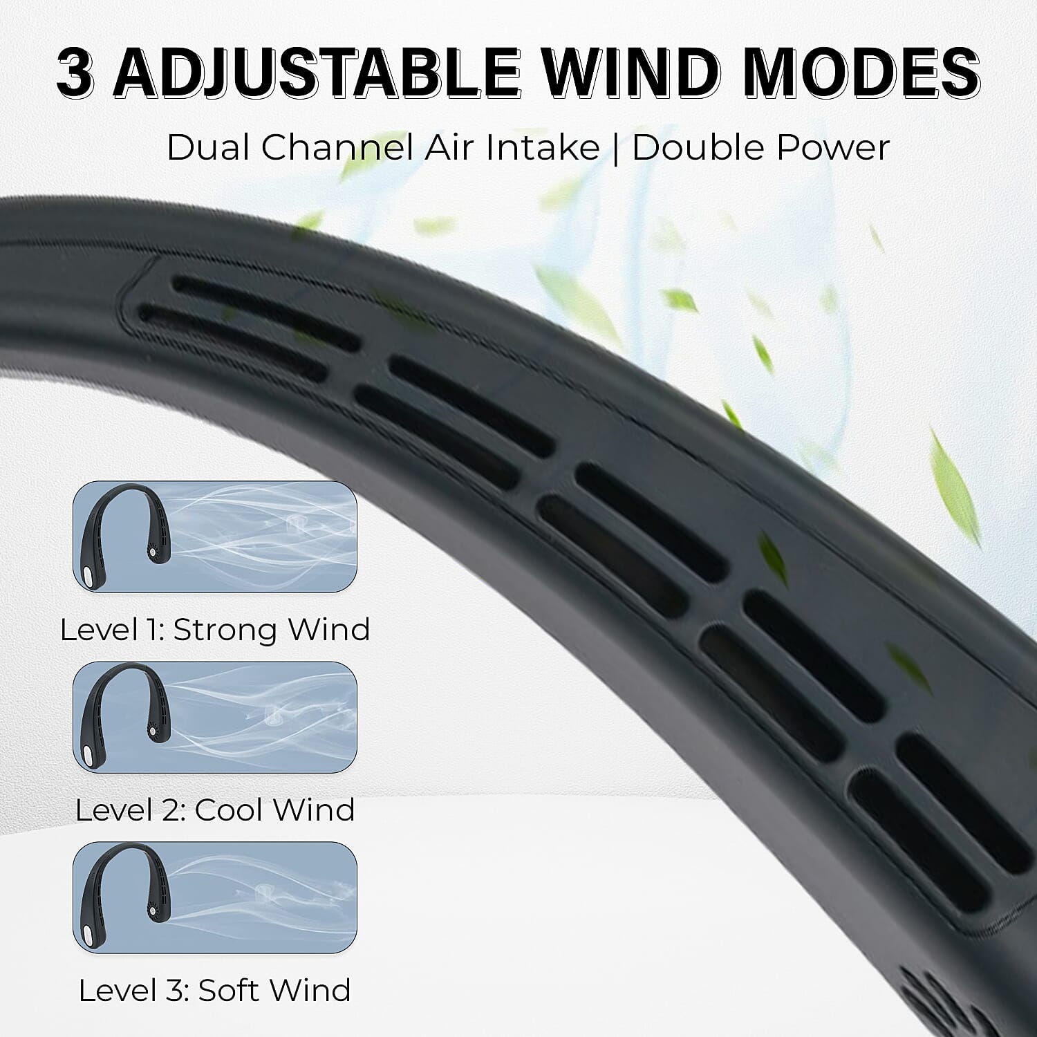 LIQUIDATION DEAL - Rechargeable 360 Degree Flexible Bladeless & Wireless Neck Fan with 48 Air Outlets, 3 Speeds & Upto 12HR Run Time - Green