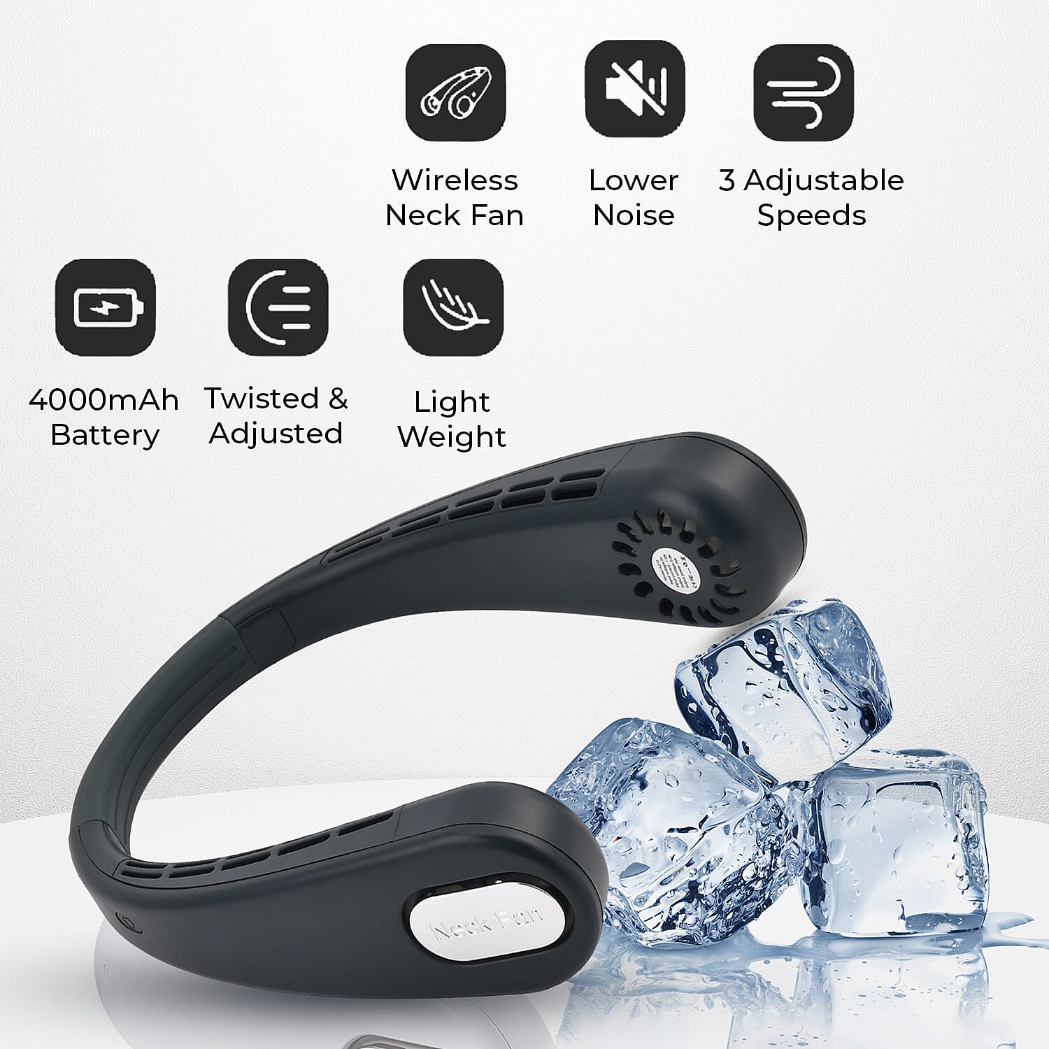 LIQUIDATION DEAL - Rechargeable 360 Degree Flexible Bladeless & Wireless Neck Fan with 48 Air Outlets, 3 Speeds & Upto 12HR Run Time - Green