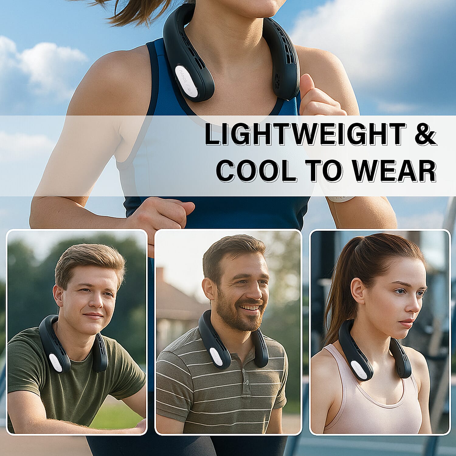 LIQUIDATION DEAL - Rechargeable 360 Degree Flexible Bladeless & Wireless Neck Fan with 48 Air Outlets, 3 Speeds & Upto 12HR Run Time - Green