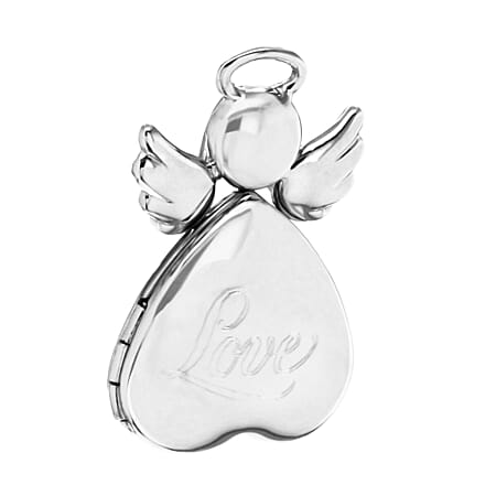 Sterling Silver 16mm x 25mm Love Heart Angel Locket