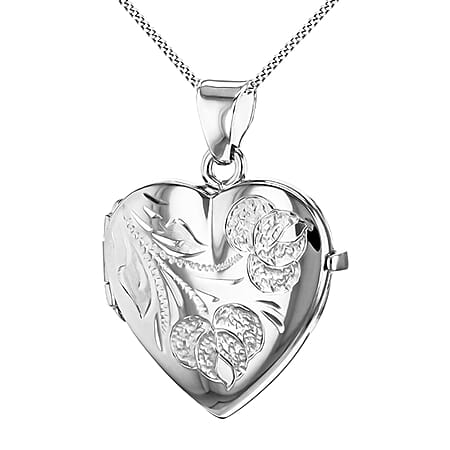 Sterling Silver URN Two Flower Heart Locket Pendant