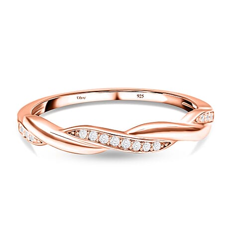 Simulated Diamond Ring in 18K Rose Gold Vermeil Plated Sterling Silver