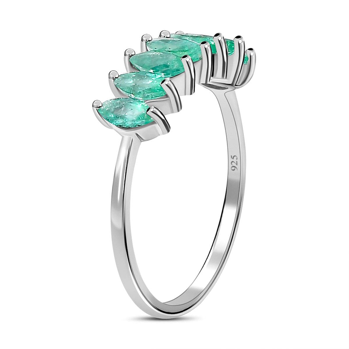 AAA Gemfields Emerald Ring in Platinum Overlay Sterling Silver