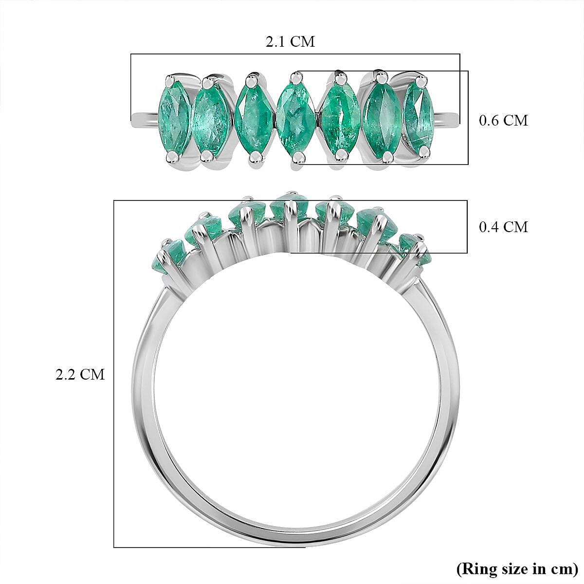 AAA Gemfields Emerald Ring in Platinum Overlay Sterling Silver