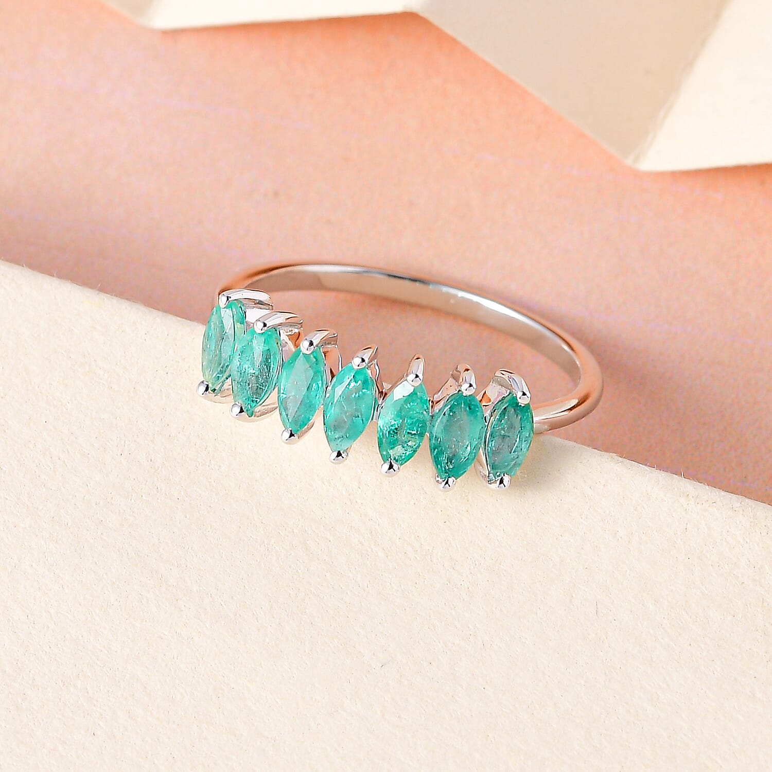 AAA Gemfields Emerald Ring in Platinum Overlay Sterling Silver