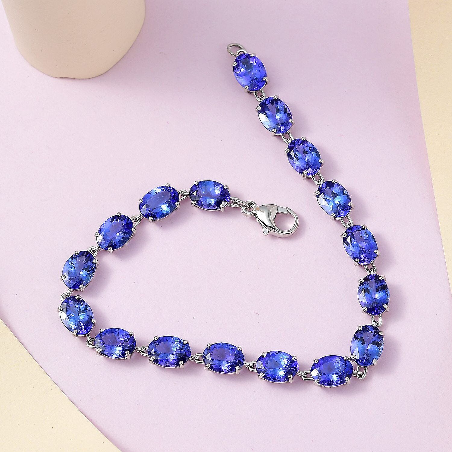 RHAPSODY 950 Platinum AAAA Tanzanite Tennis Bracelet (Size - 7.5)  20.38 Ct, Platinum Wt 7.22 GM