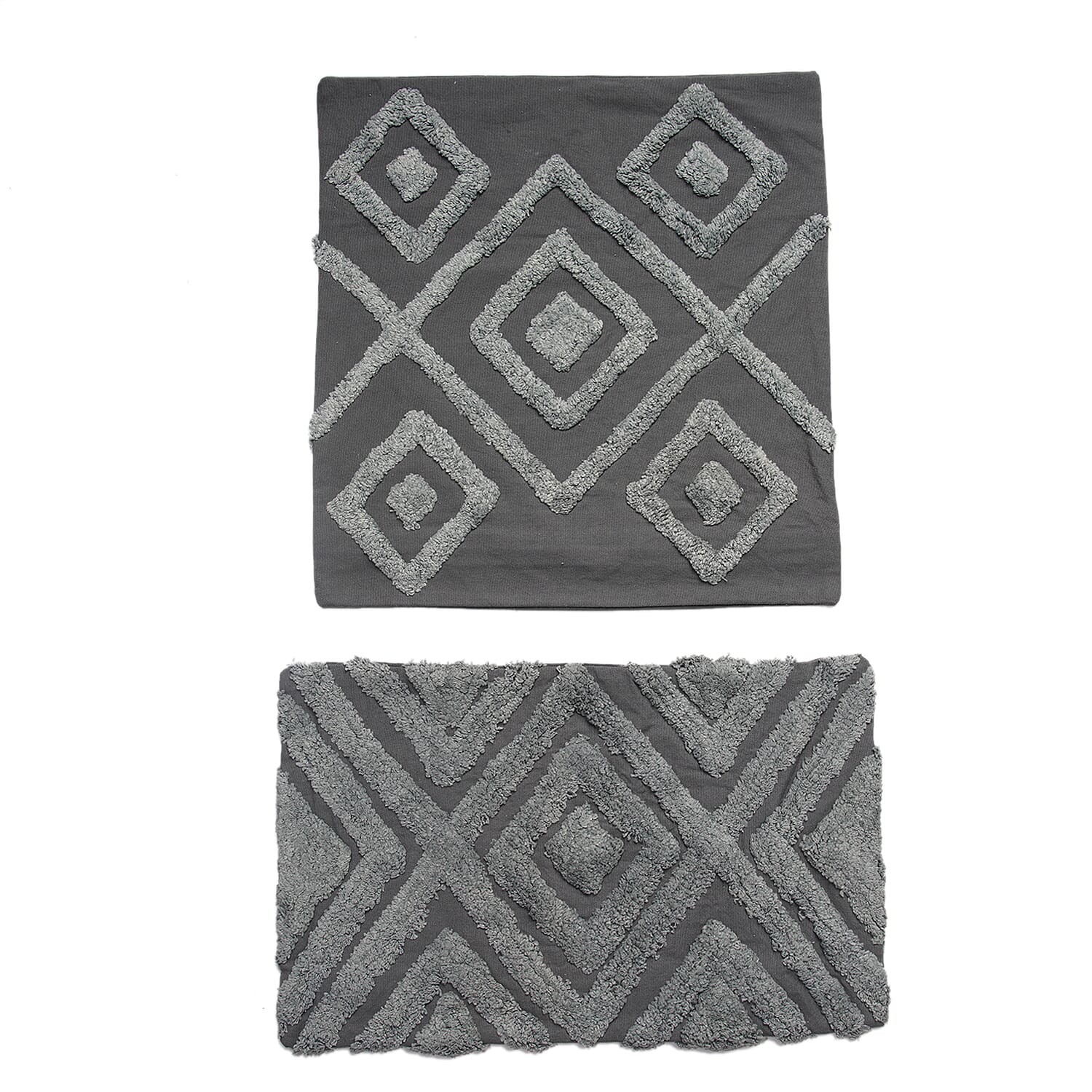 Set of 2 - 100% Cotton Cushion Cover with Tufting Work - Grey
