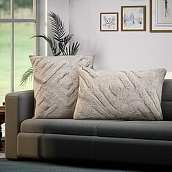 Set of 2 - 100% Cotton Cushion Cover with Tufting Work - Grey