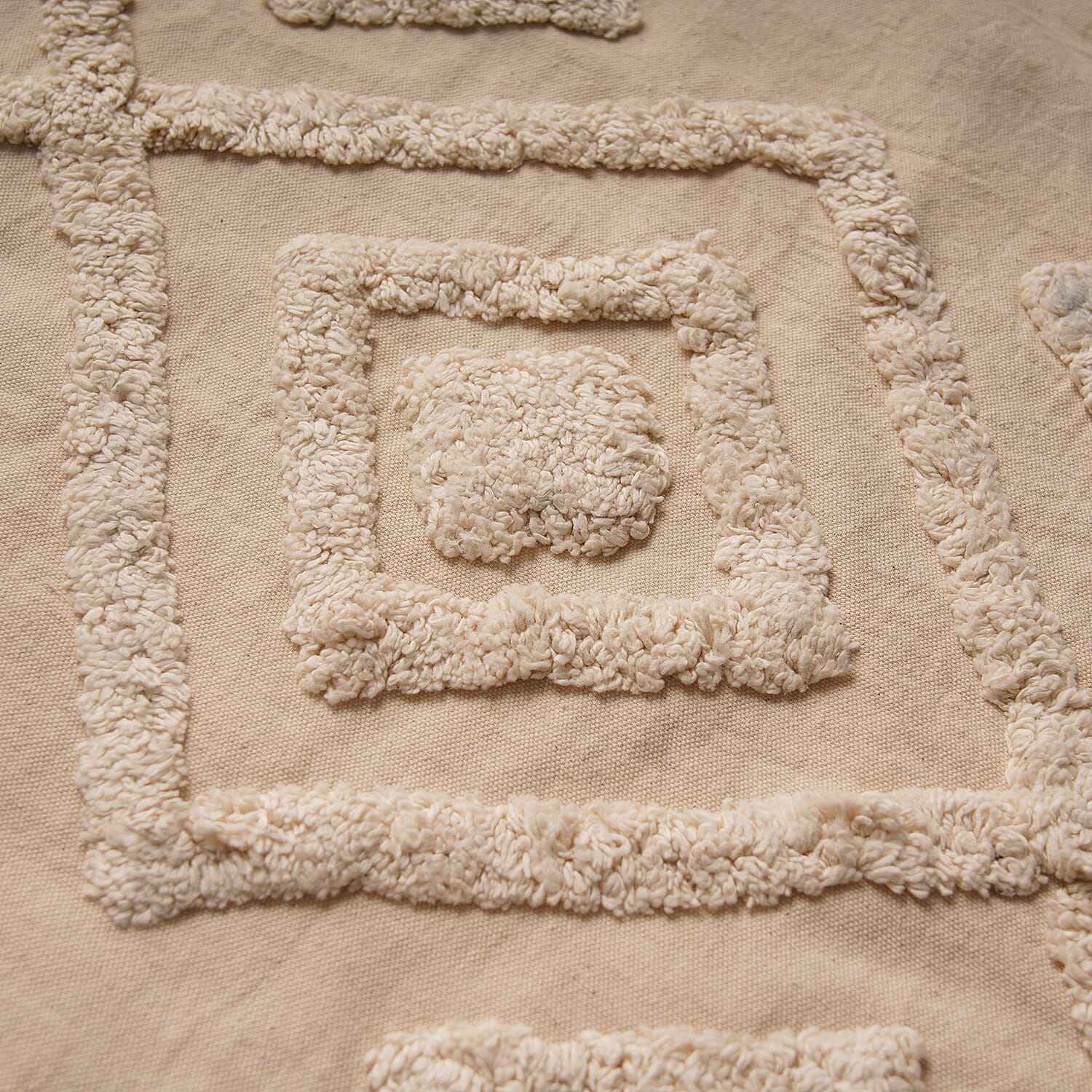 Set of 2 - 100% Cotton Cushion Cover with Tufting Work - Cream