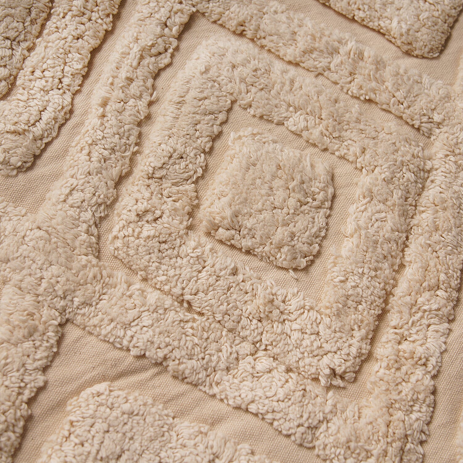 Set of 2 - 100% Cotton Cushion Cover with Tufting Work - Cream