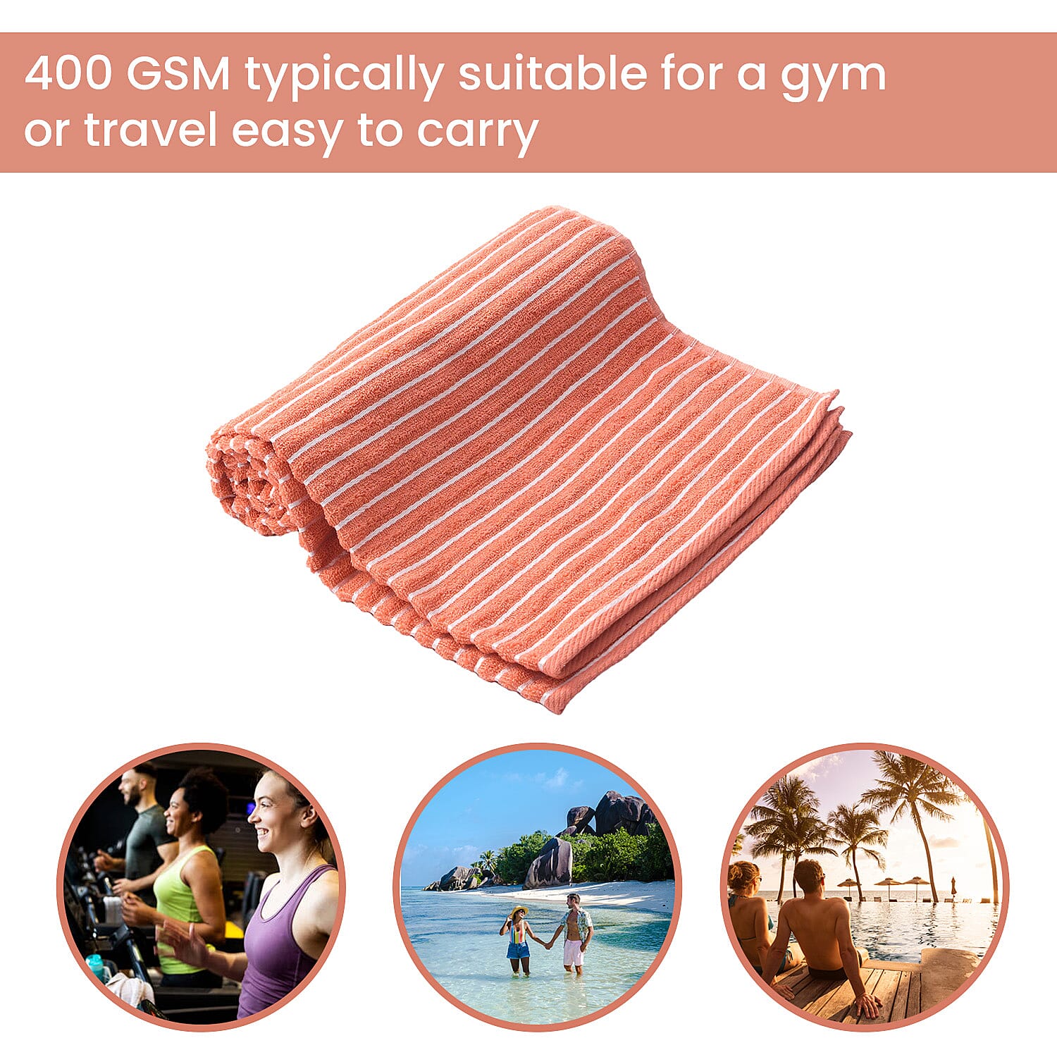 Cotton Patterned Bath Towel (Size 76x152 cm) - Orange