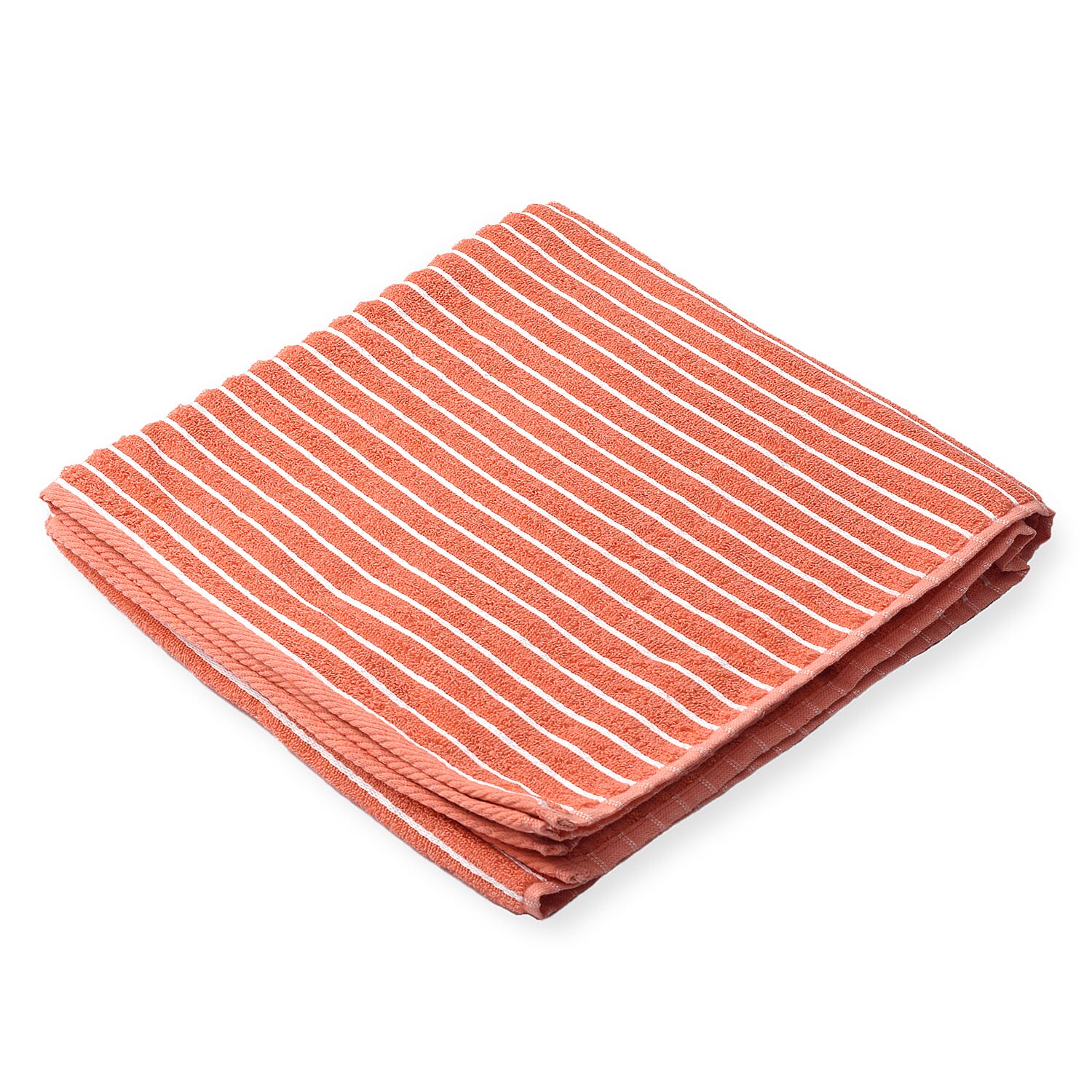 Cotton Patterned Bath Towel (Size 76x152 cm) - Orange